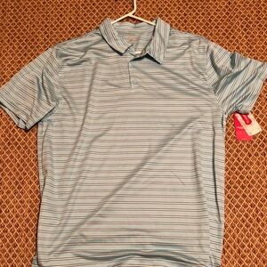 BCG Light Blue Striped Polo Shirt